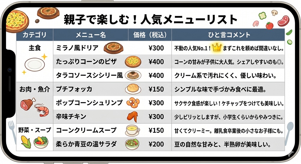 サイゼリヤ 子供メニュー